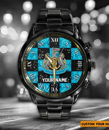 Custom Black Steel Watch - Personalized Name & Crest Design - Perfect Gift!