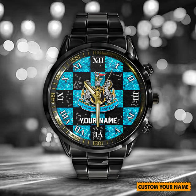 Custom Black Steel Watch - Personalized Name & Crest Design - Perfect Gift!
