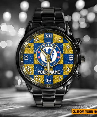 Customizable Chelsea Fc Watch - Personalized Name, Stylish Roman Numerals, Perfect Gift For Fans