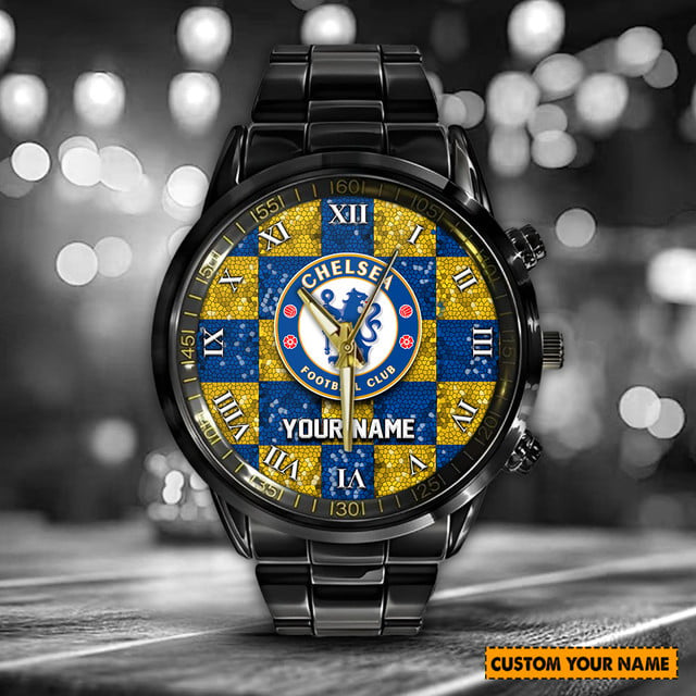 Customizable Chelsea Fc Watch - Personalized Name, Stylish Roman Numerals, Perfect Gift For Fans
