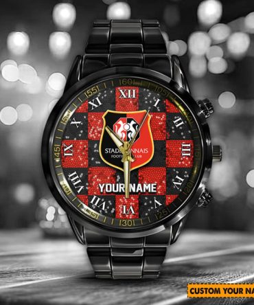 Custom Name Black Stainless Steel Sports Watch - Personalized Gift For Fans