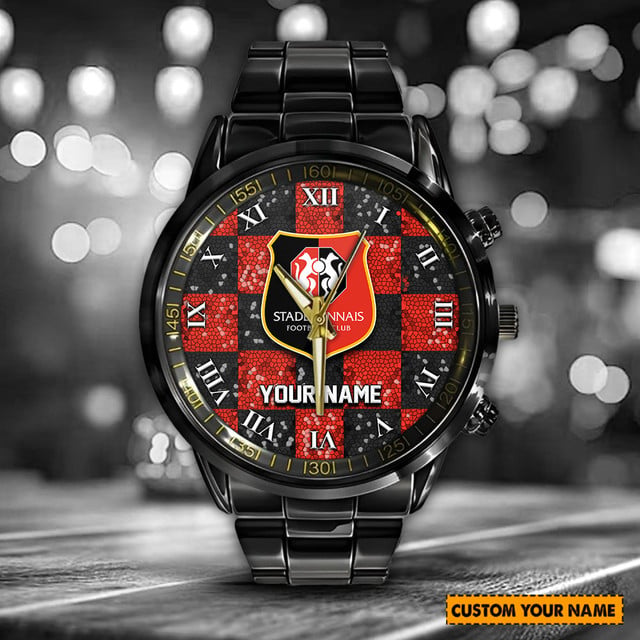 Custom Name Black Stainless Steel Sports Watch - Personalized Gift For Fans