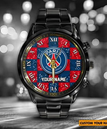 Customizable Paris Watch - Elegant Black Stainless Steel, Add Your Name!