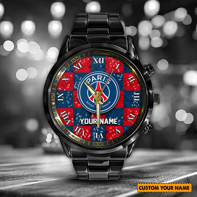 Customizable Paris Watch - Elegant Black Stainless Steel, Add Your Name!