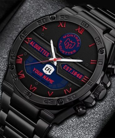 Montreal Alouettes Customizable Men'S Watch – Sleek Black Design With Roman Numerals, Perfect Gift!