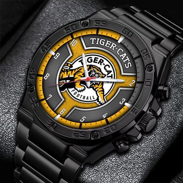 Men'S Black Stainless Steel Tiger-Cats Watch - Bold Design, Sporty Style