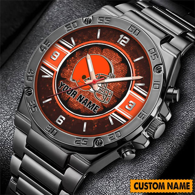 Customizable Football Fan Stainless Steel Watch - Personalize Your Name & Team Colors!