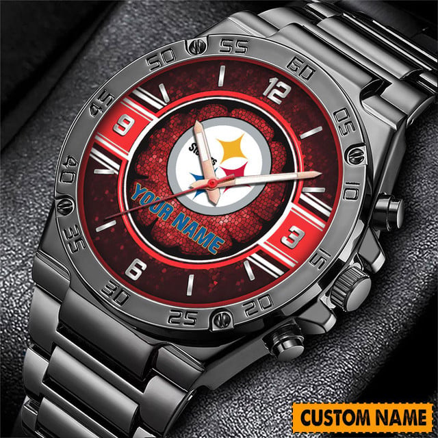 Custom Name Men'S Steel Watch - Personalized Sports Team Design, Durable & Stylish Gift