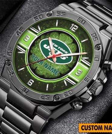 Customizable New York Jets Fan Watch - Personalized Stainless Steel Sports Timepiece