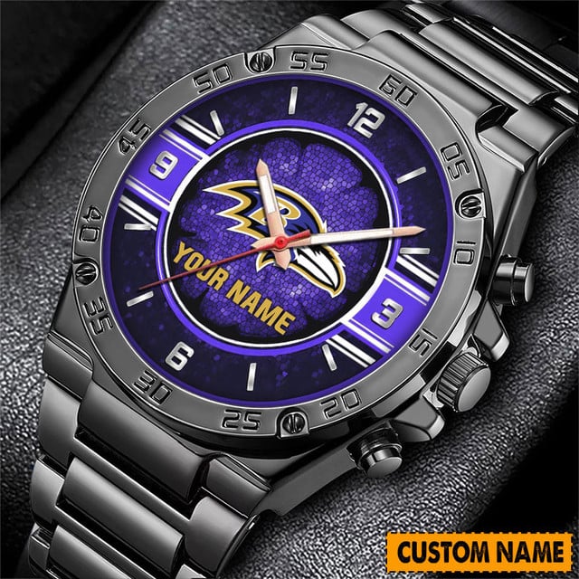 Customizable Team Logo Watch - Personalized Stainless Steel Sports Fan Gift