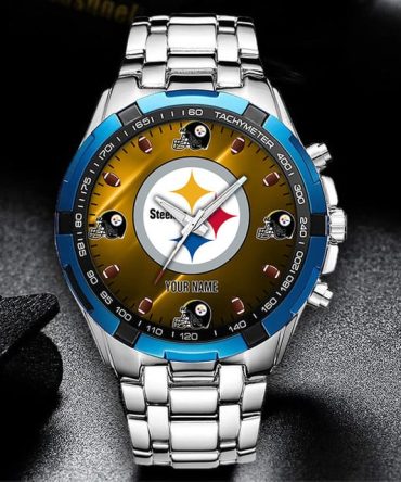 Customizable Steelers Fan Watch – Stainless Steel Sports Timepiece With Logo