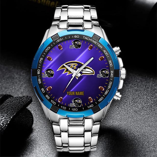 Customizable Nfl Team Fan Watch - Personalized Name, Stainless Steel, Perfect Gift