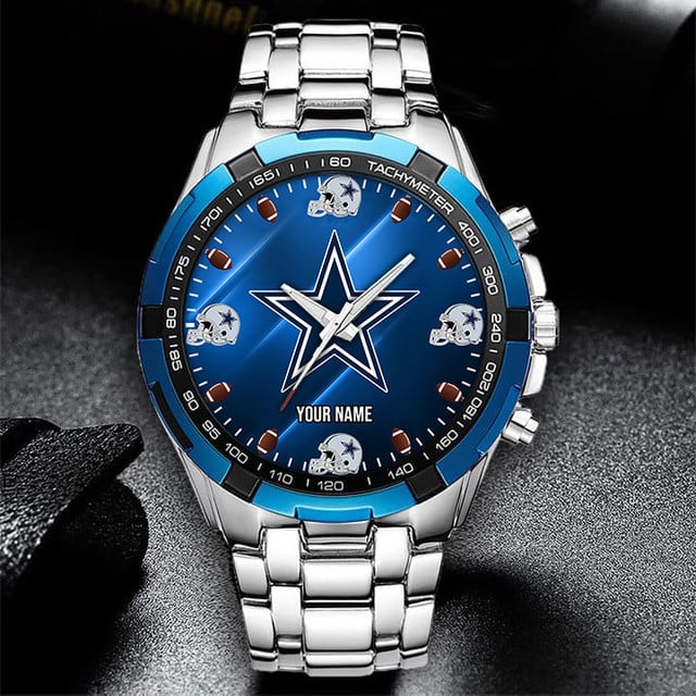 Personalized Stainless Steel Sports Fan Watch - Custom Name & Logo Design
