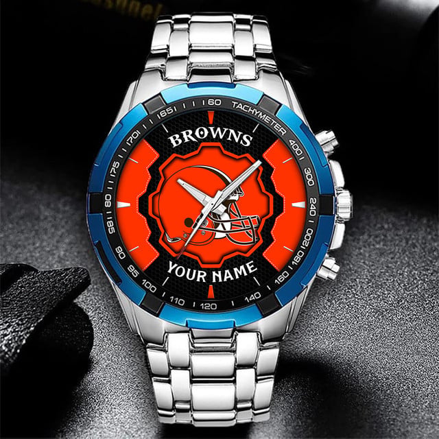 Customizable Browns Fan Watch – Stainless Steel Sports Timepiece With Personalized Name