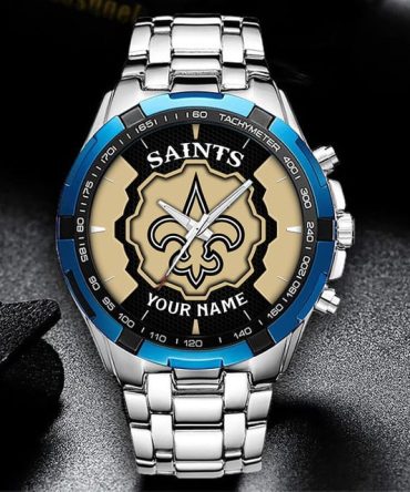 Custom Saints Fan Watch - Personalized Stainless Steel Sports Timepiece