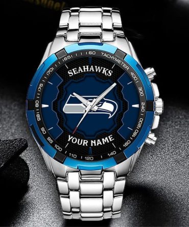 Custom Seahawks Stainless Steel Watch - Personalized Engraving Available - Perfect Gift For Fans