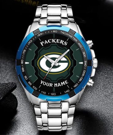 Custom Packers Fan Watch - Personalized Stainless Steel Sports Timepiece