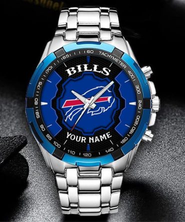 Customizable Buffalo Bills Fan Watch - Stainless Steel Sports Timepiece