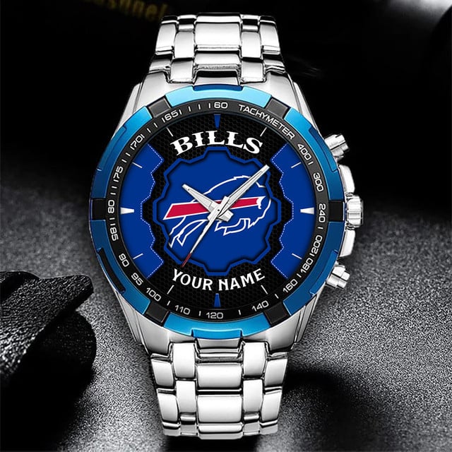 Customizable Buffalo Bills Fan Watch - Stainless Steel Sports Timepiece
