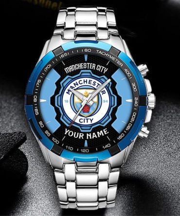 Custom Manchester City Fan Watch - Personalized Name & Logo , Stainless Steel Band