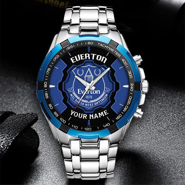 Personalized Everton Fc Stainless Steel Watch - Custom Name & Logo Design Gift