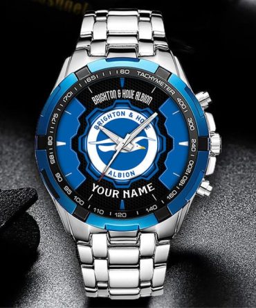 Custom Brighton & Hove Albion Fan Watch - Stainless Steel, Personalized Name, Unique Gift