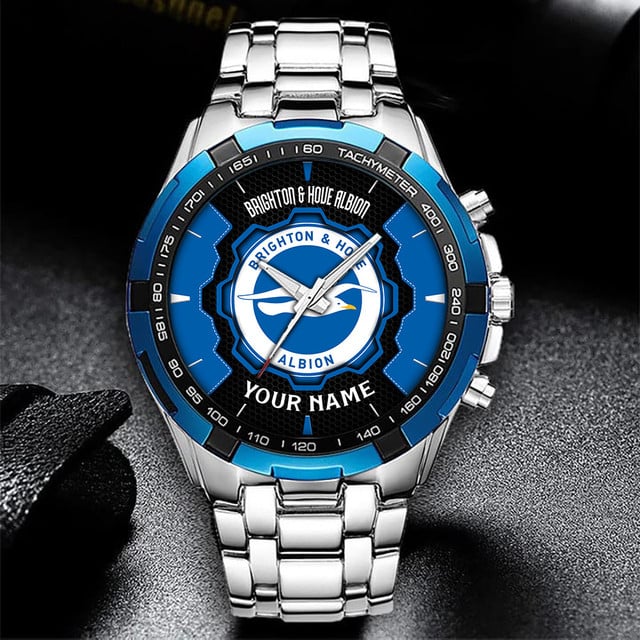 Custom Brighton & Hove Albion Fan Watch - Stainless Steel, Personalized Name, Unique Gift
