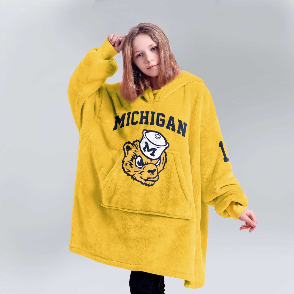 Kid 1 Michigan Football Unisex Blanket Hoodie - Image 2
