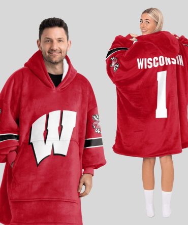 Adult #1 Wisconsin Football Unisex Blanket Hoodie