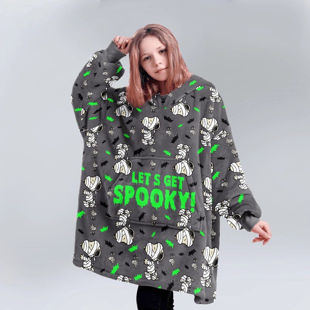 Kid Let'S Get Spooky Snoopy Unisex Blanket Hoodie - Image 2