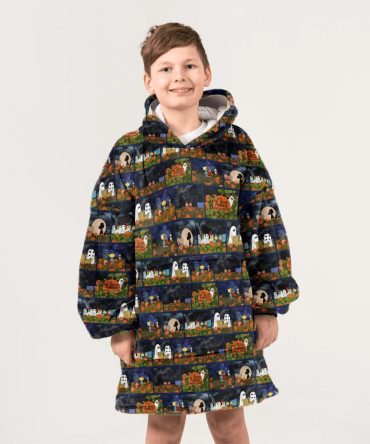 Kid Great Pumpkin Halloween Night Unisex Blanket Hoodie