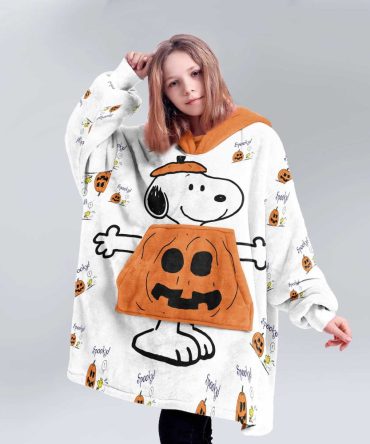 Kid Snoopy Jack-O’-Lantern Unisex Blanket Hoodie