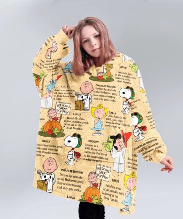 Kid Peanuts Great Pumpkin Story Unisex Blanket Hoodie