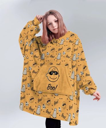 Kid Charlie Brown Boo! Unisex Blanket Hoodie