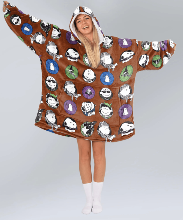 Adult Halloween Peanuts Boo Crew Unisex Blanket Hoodie