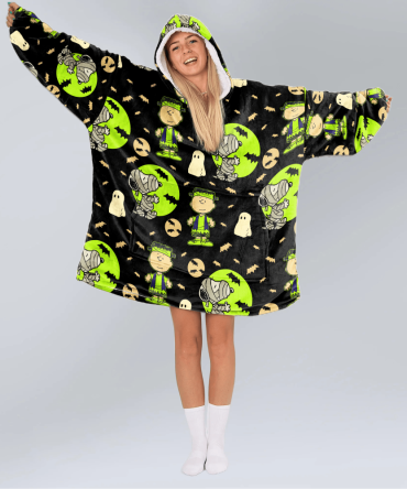 Adult Snoopy Spooky Monster Night Unisex Blanket Hoodie