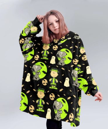 Kid Snoopy Spooky Monster Night Unisex Blanket Hoodie