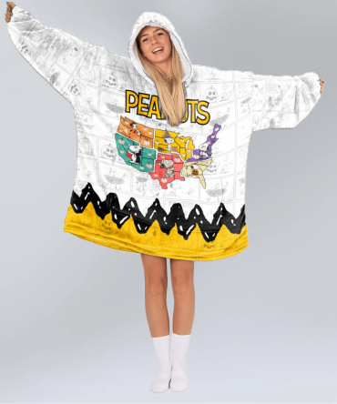 Adult Snoopy Halloween Usa Road Map Unisex Blanket Hoodie