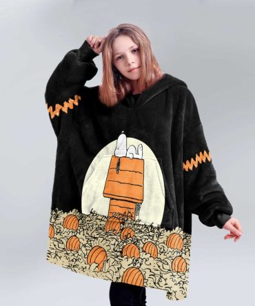 Kid Peanuts Spooky Night Pumpkin Unisex Blanket Hoodie