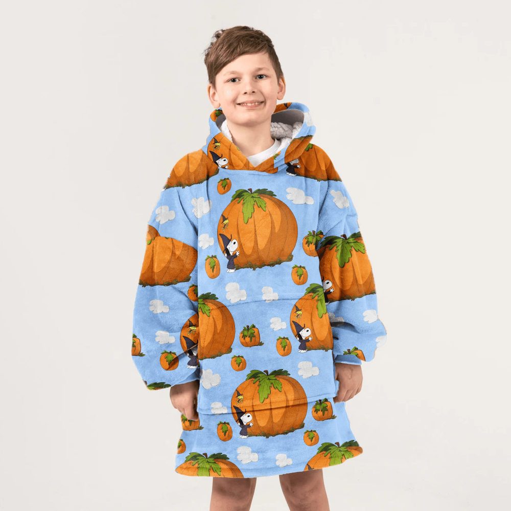 Kid Peanuts Big Pumpkin Magic Unisex Blanket Hoodie - Image 2