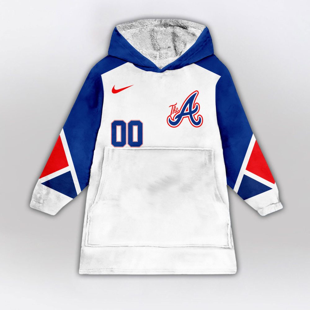 Atlanta Braves Mlb Design Blanket Hoodie Custom Name And Number - Image 2
