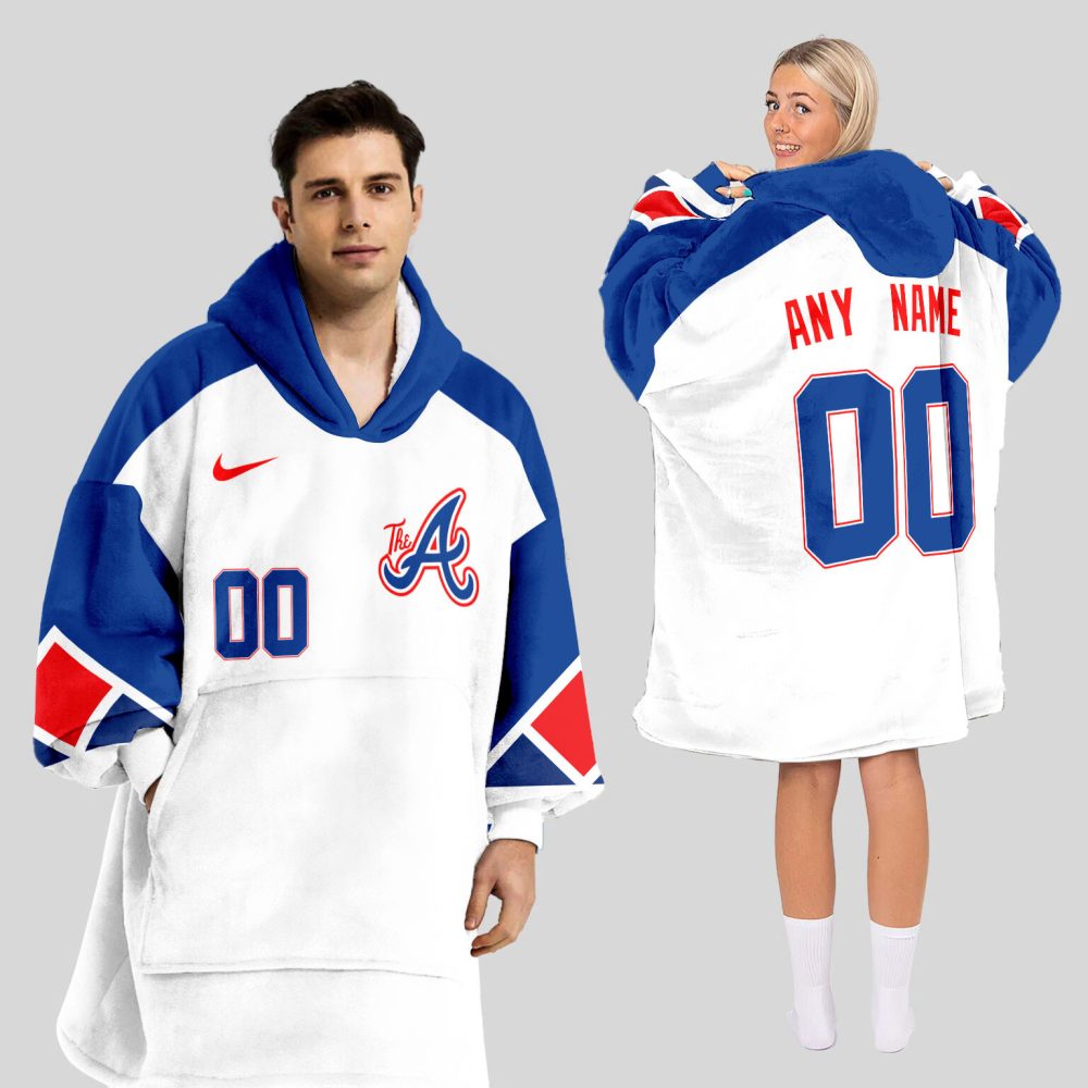 Atlanta Braves Mlb Design Blanket Hoodie Custom Name And Number