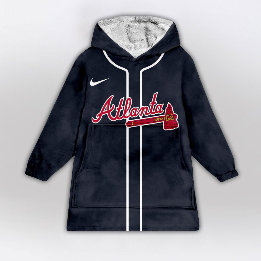 Atlanta Braves Mlb Design Blanket Hoodie Custom Name And Number - Image 2