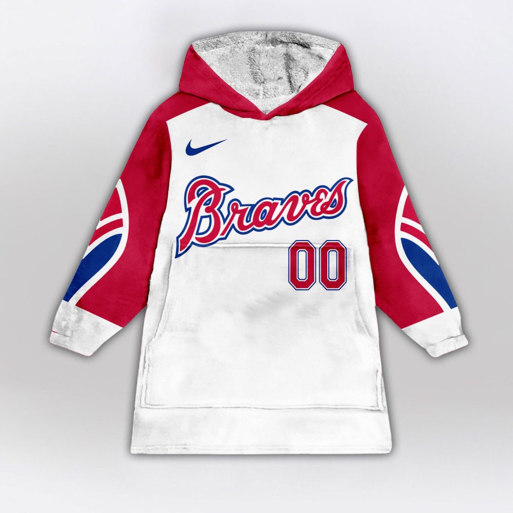 Atlanta Braves Mlb Design Blanket Hoodie Custom Name And Number - Image 2