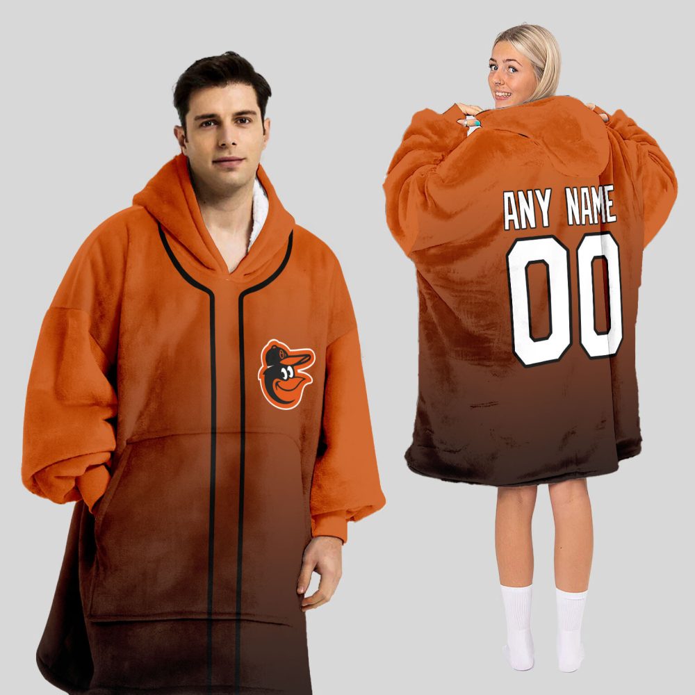 Baltimore Orioles Mlb Design Blanket Hoodie Custom Name And Number