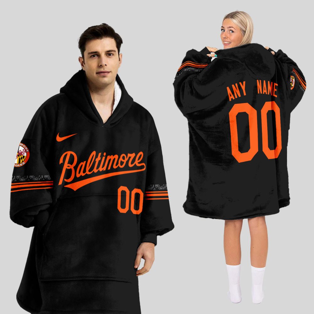 Baltimore Orioles Mlb Design Blanket Hoodie Custom Name And Number