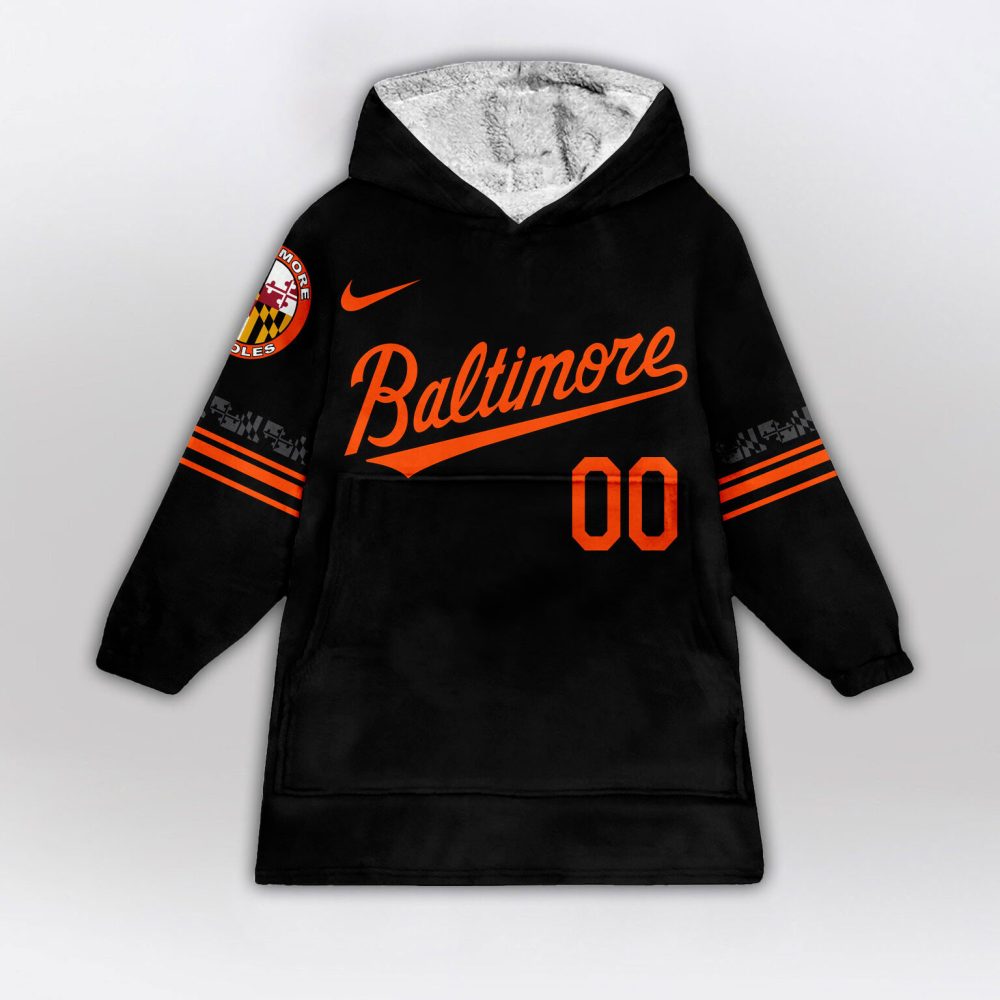 Baltimore Orioles Mlb Design Blanket Hoodie Custom Name And Number - Image 2
