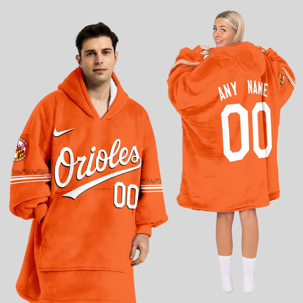 Baltimore Orioles Mlb Design Blanket Hoodie Custom Name And Number