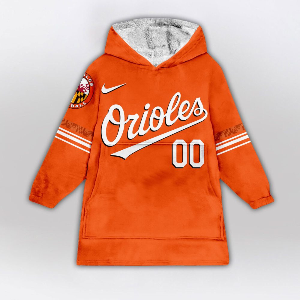 Baltimore Orioles Mlb Design Blanket Hoodie Custom Name And Number - Image 2