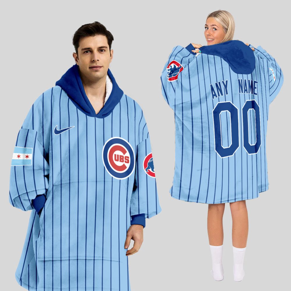 Chicago Cubs Mlb Design Blanket Hoodie Custom Name And Number